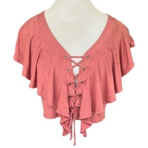 Charlotte Russe Pink Rose Layered Crop Top Medium Med M